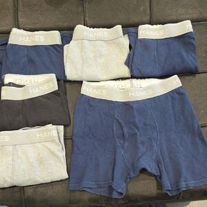 Hanes Assorted Boxer Briefs in Blue, Gray, and Black Large